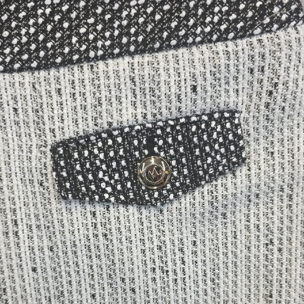 Karl Lagerfeld Paris Tweed Mini Skirt Black White Size 14 NWT